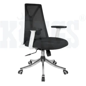 Libra Black & White Mesh Revolving Chair (Chrome)