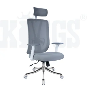 Meteor White Mesh Back Revolving Chair (Chrome, White)