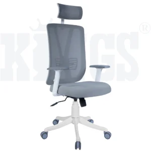 Meteor White Mesh Back Revolving Chair (Nylon, Grey)